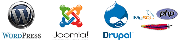 WordPress, Joomla, Drupal, PHP, HTML